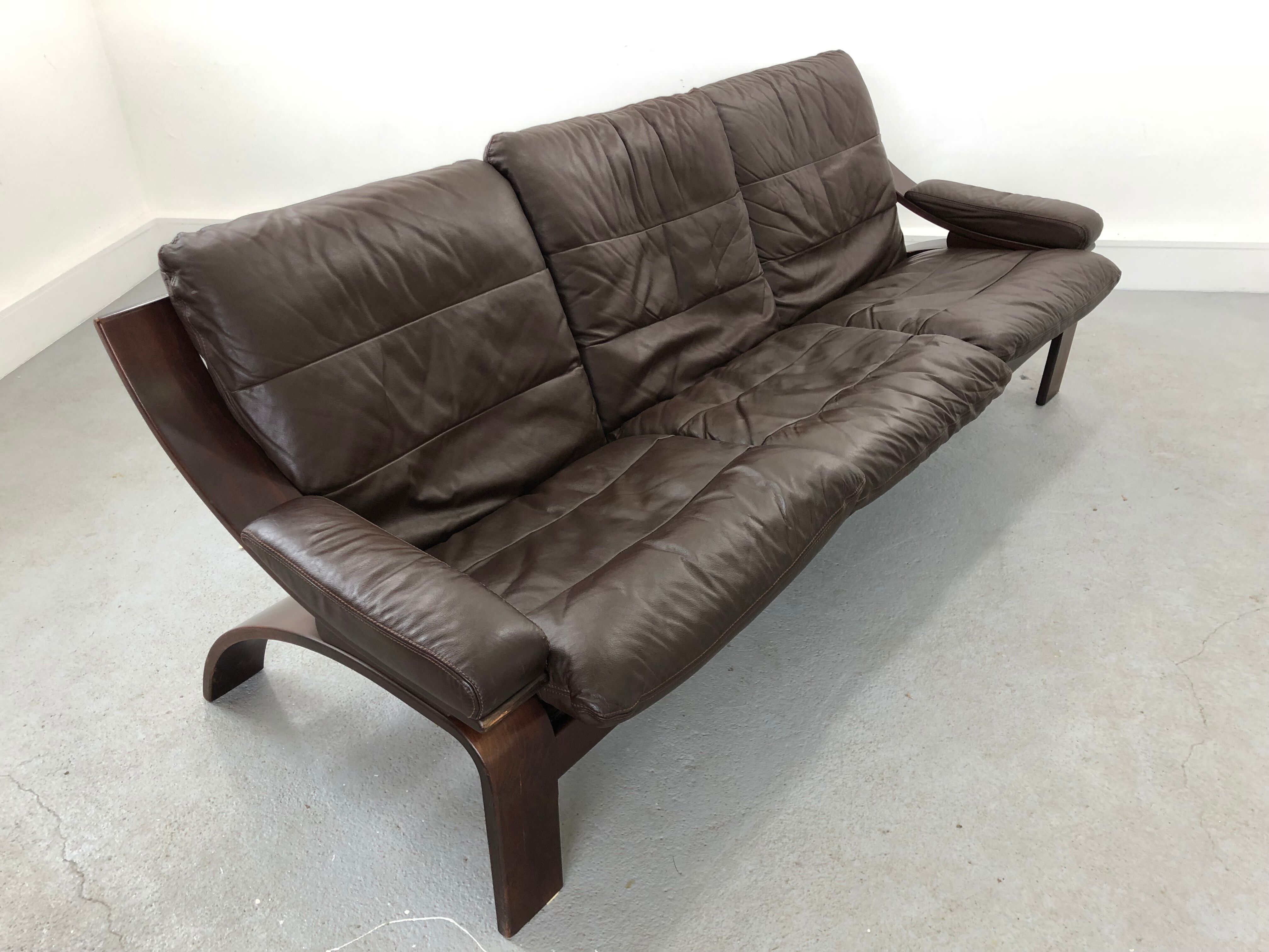 Leather Sofa, Sweden, 1970s