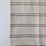 Handwoven rug - White and black lines - recycled cotton - 170 x 240 cm