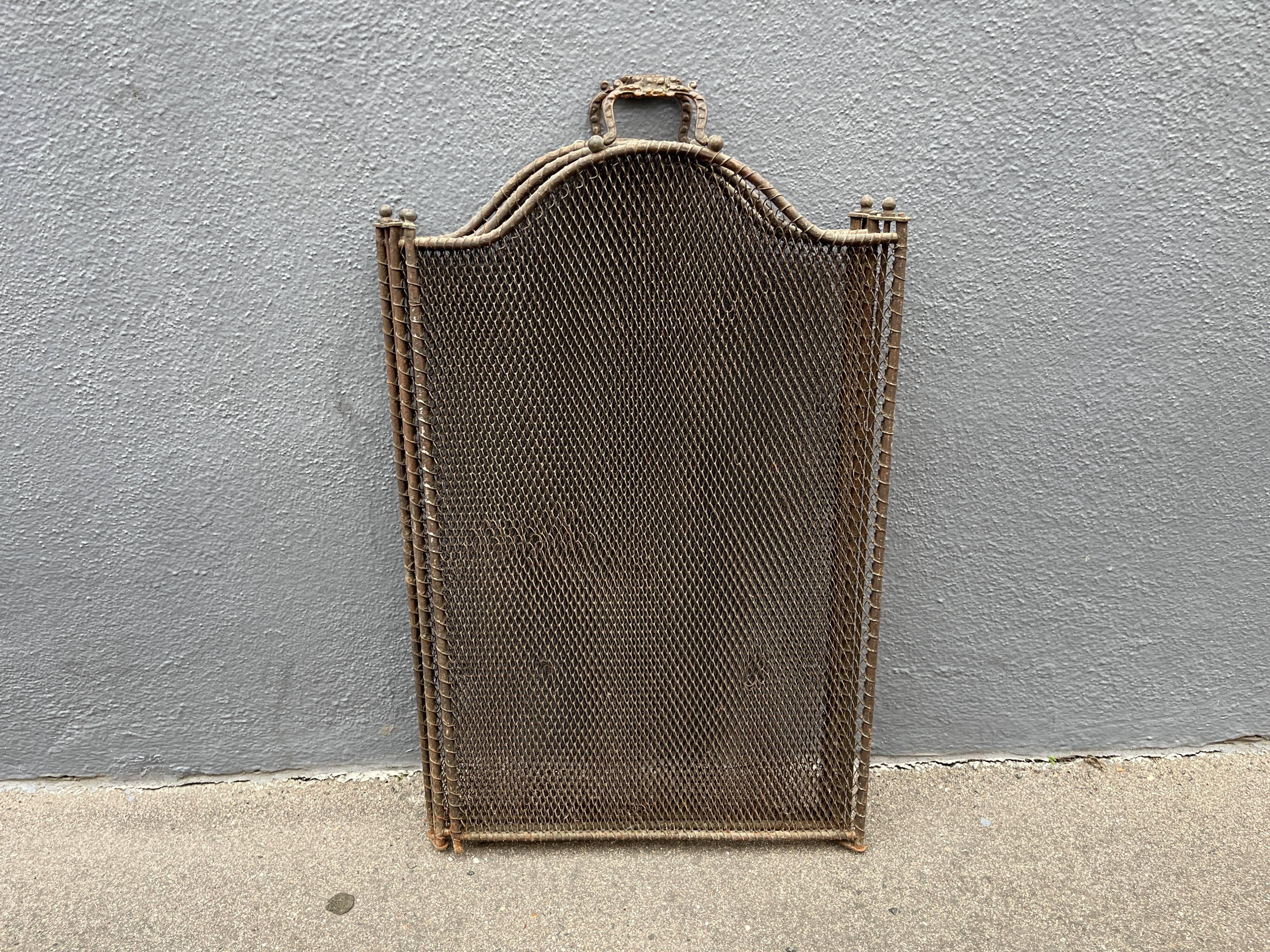 Antique 19th-century fireplace screen, Napoleon III spark guard