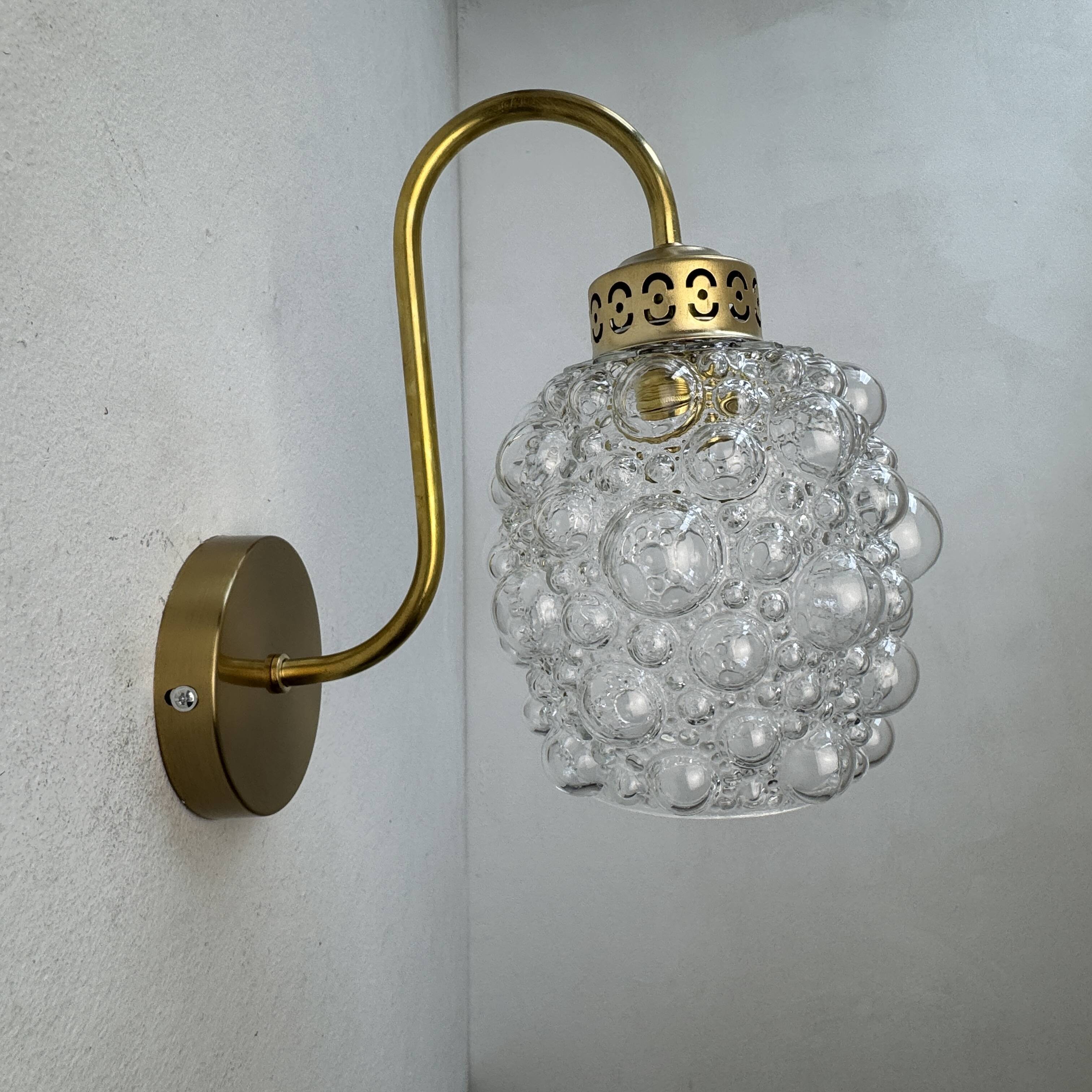 Lot of 3 vintage bubble glass wall lights.