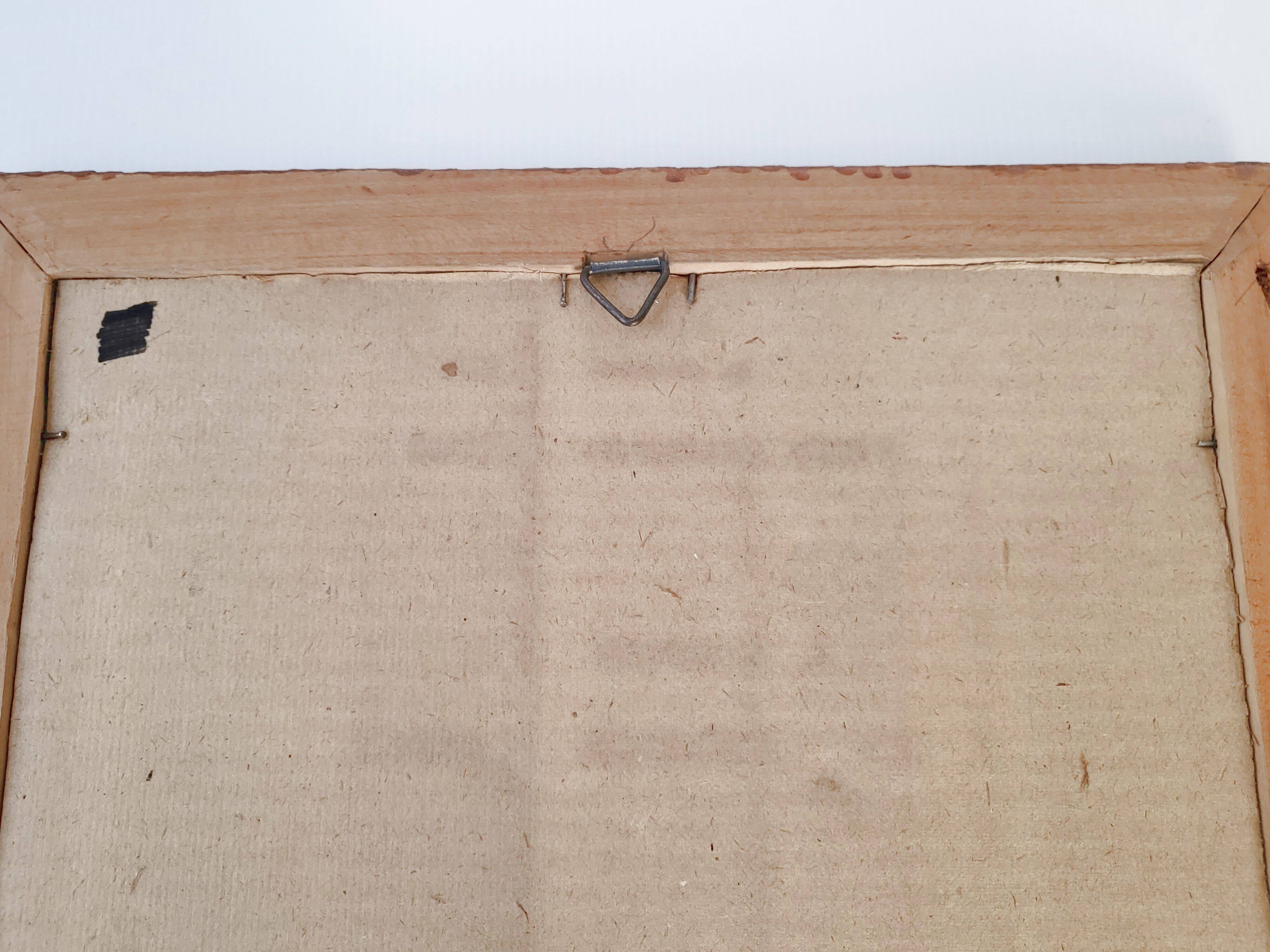 Vintage mirror 1950 in honeycomb-style carved wood