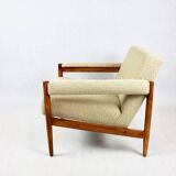 Vintage beige boucle loop armchair, 1970s