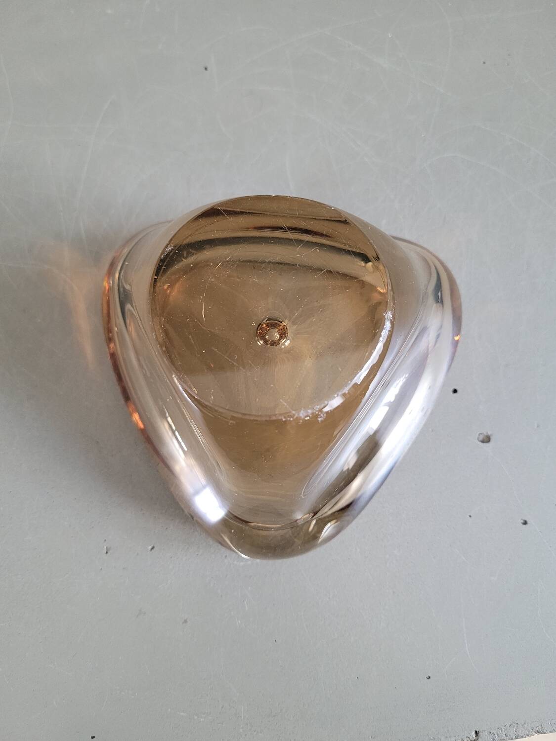 Vintage amber tinted glass ashtray