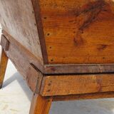 Very old solid oak dough trough with a lid and removable legs.