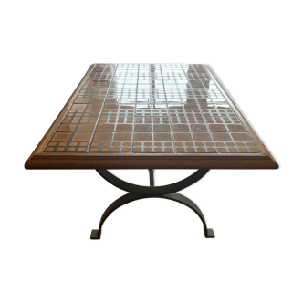 Table basse en céramique et fer forgé