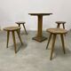 Set table and 4 wooden stools bistrot design of the 50