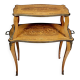 Double-top tea table in marquetry from the Napoleon III period