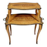 Table a thé a double plateau en marqueterie époque Napoléon III