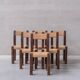 Ensemble de six chaises de salle à manger françaises Chunky Rush du milieu du siècle