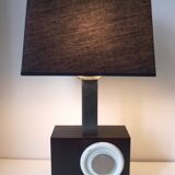 Vintage lamp in exotic wood and stainless steel c.1970