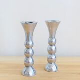 Pair of vintage cast aluminum candle holders