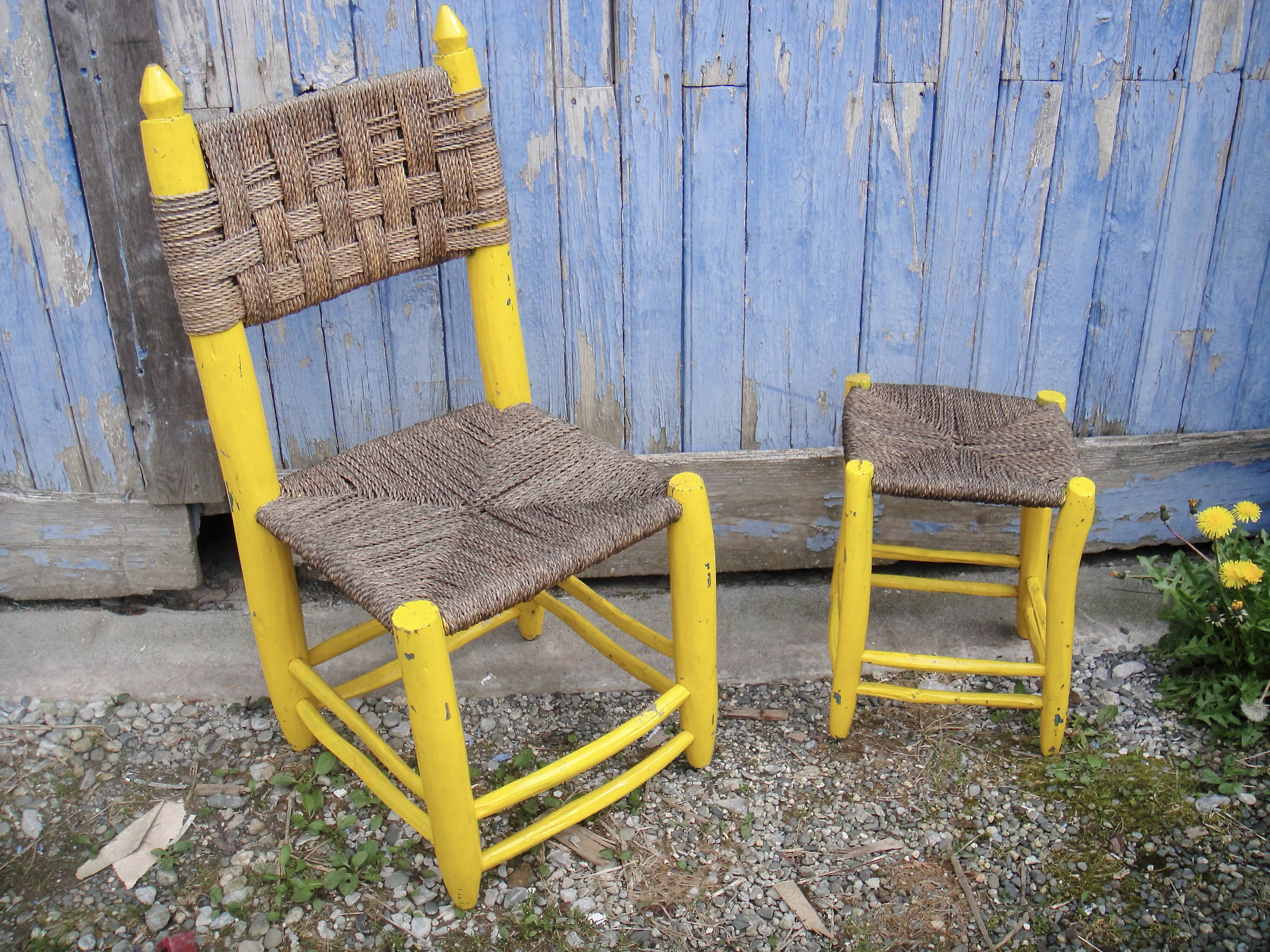 2 chairs + 1 vintage shepherd's stool