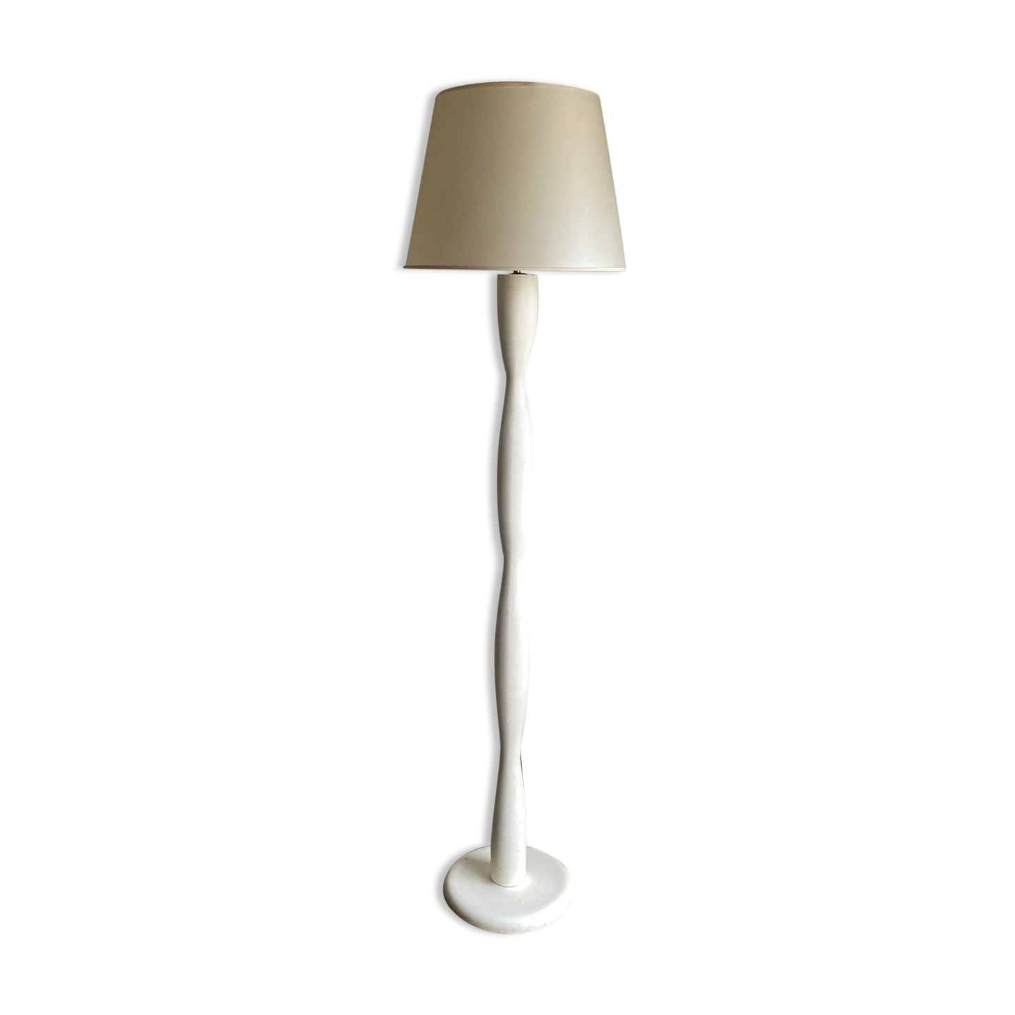 Modernist wooden floor lamp Brancusi Endless column 1940 1950