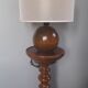 Table lamp foot ball dark solid wood Tournerie du sou, France