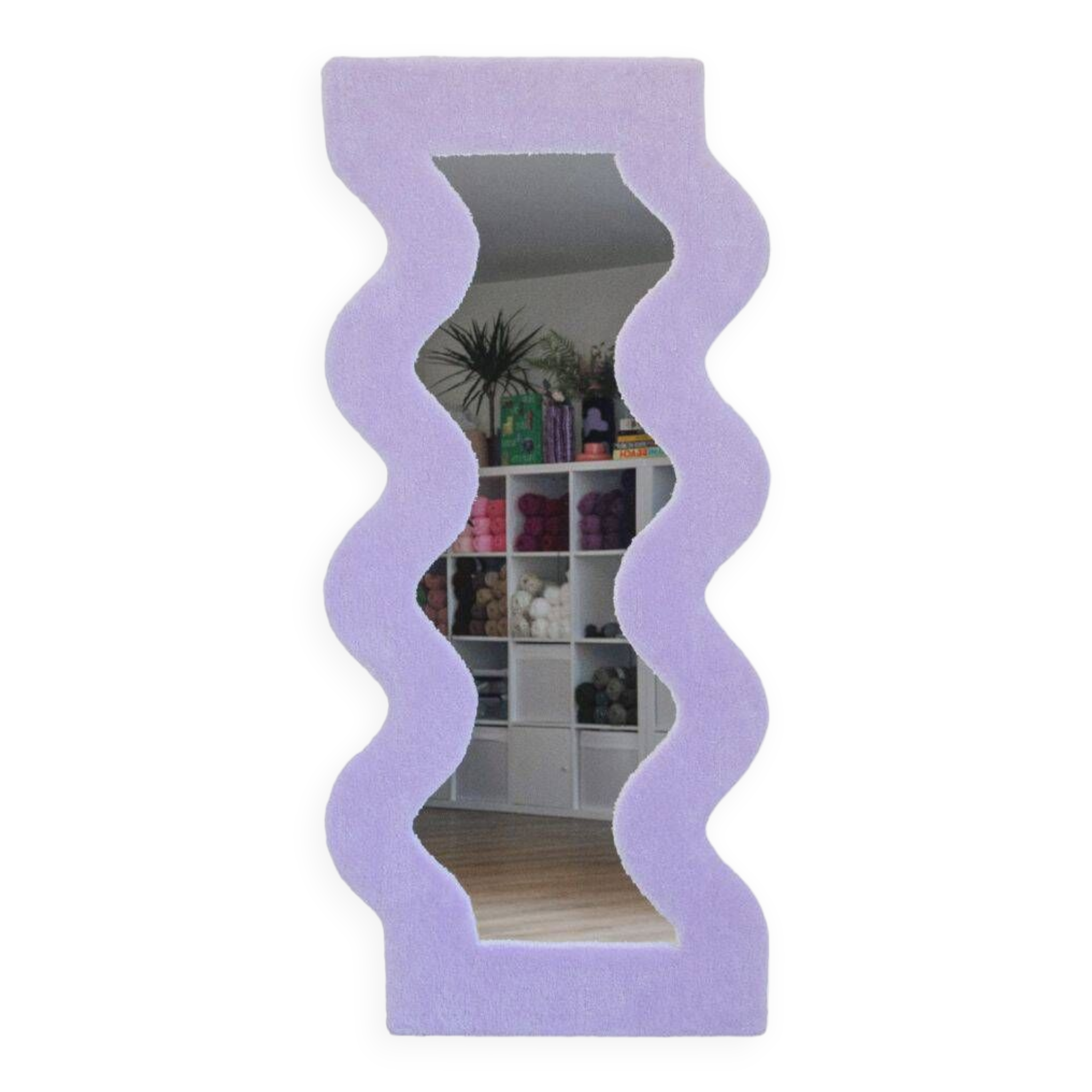 Grand miroir ondulé parme