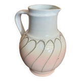Vintage pichet ancien strehla ceramic pink & white 1950 west germany