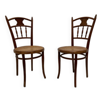 Paire de premières chaises Thonet en bois courbé et sangle