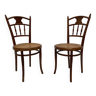 Paire de premières chaises Thonet en bois courbé et sangle