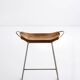 Contemporary Counter Bar Stool Silver Metal & Natural Tobacco Leather