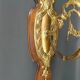 Paire d'applique Rococo / Louis XV en bronze doré, socles en noyer et tulipes en verre, France, Circ