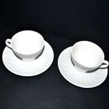 SARREGUEMINES Set of 2 plain molded opaque earthenware cups 1900