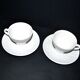 SARREGUEMINES Set of 2 plain molded opaque earthenware cups 1900