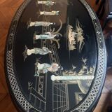 Table chinoise ovale laque noire