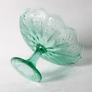 Pressed Glass Pedestal Bowl / Vintage Georgia Green Fruit Bowl / Ukraine /