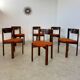 Set of 6 Girsberger Scandinavian style chairs from the 70s, vintage, solid wood, original fabric