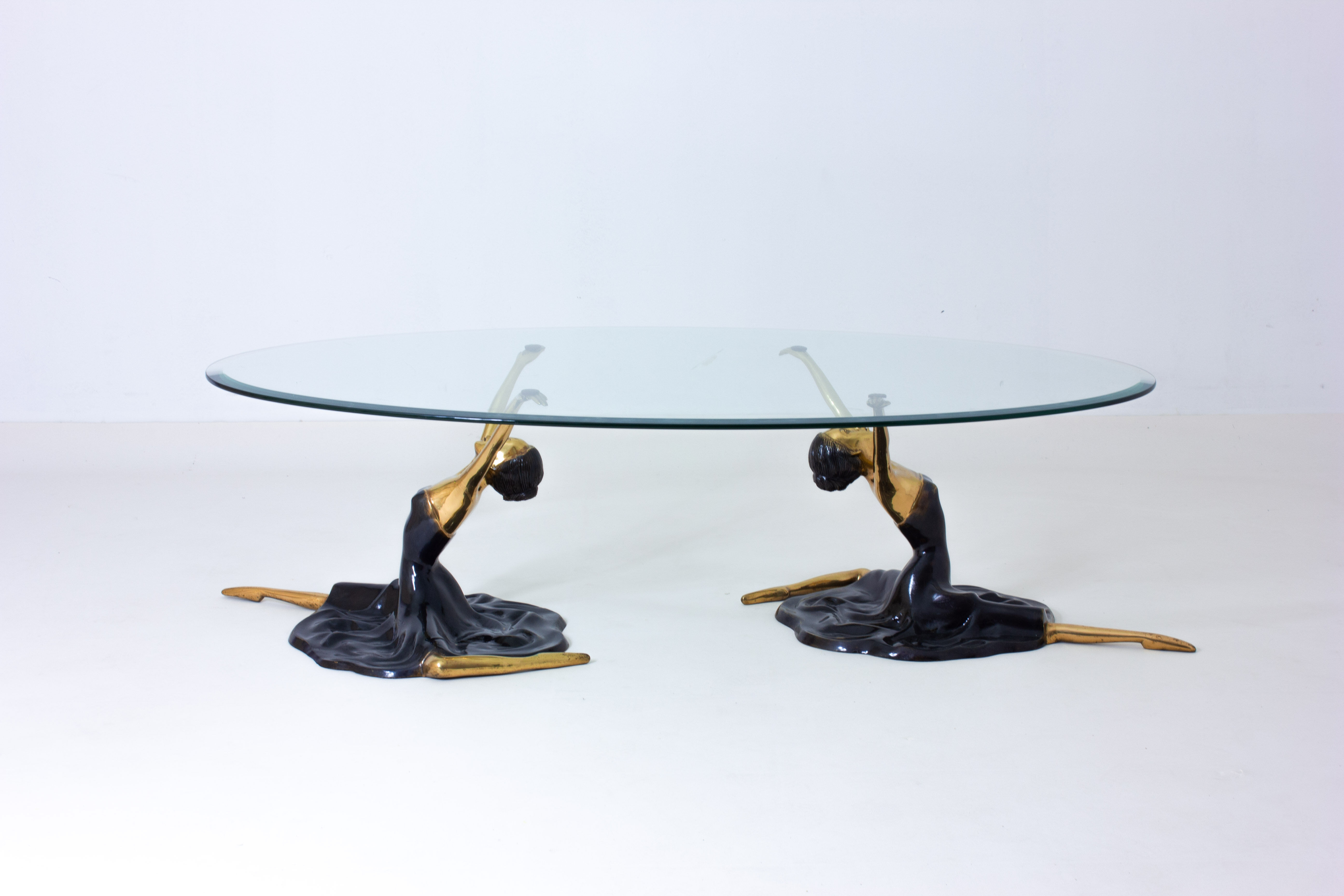 Brass French ballerina coffee table, France 1960s