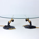 Brass French ballerina coffee table, France 1960s