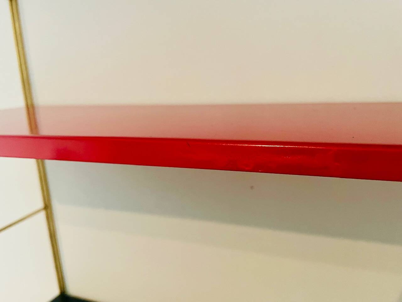 Modular vintage wall shelf, black and red metal circa 1960s