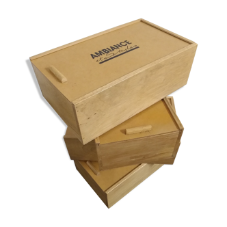 Set of 4 wooden storage boxes from the 70s
