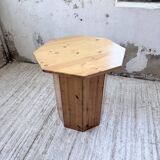 Hexagonal console table guéridon Regain pine 1970