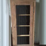 Armoire vitré bois massif aéro-gommée ancien