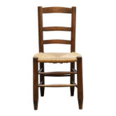 Chaise campagne paillée ancienne en bois