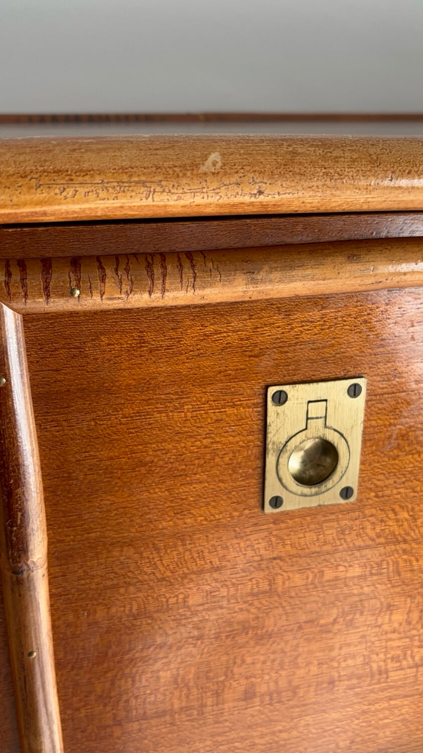 1970s wooden and bamboo bar cabinet