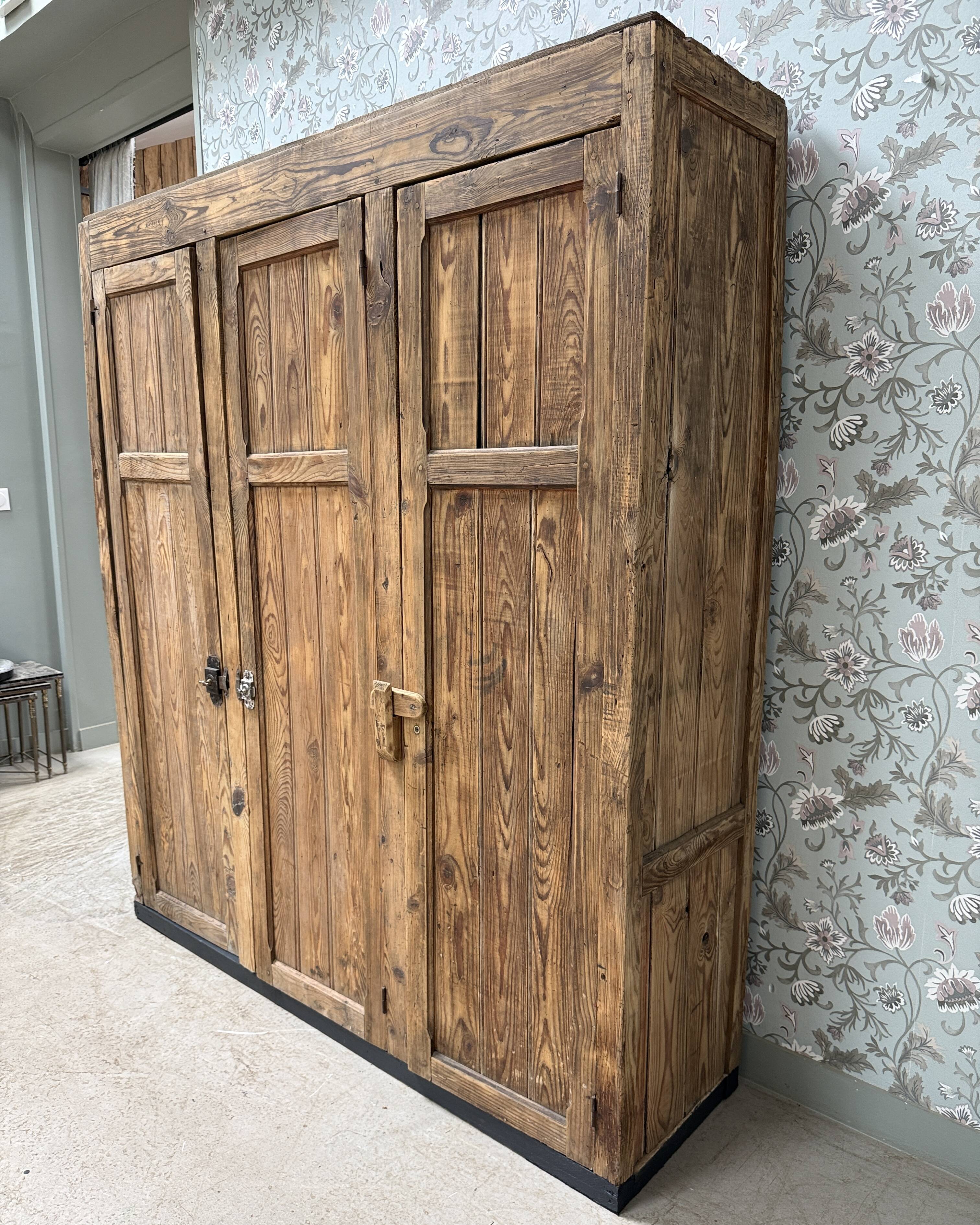 Large antique workshop cabinet made of solid wood (renovated)