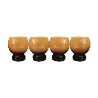 Set de 4 coupes ambre vintage