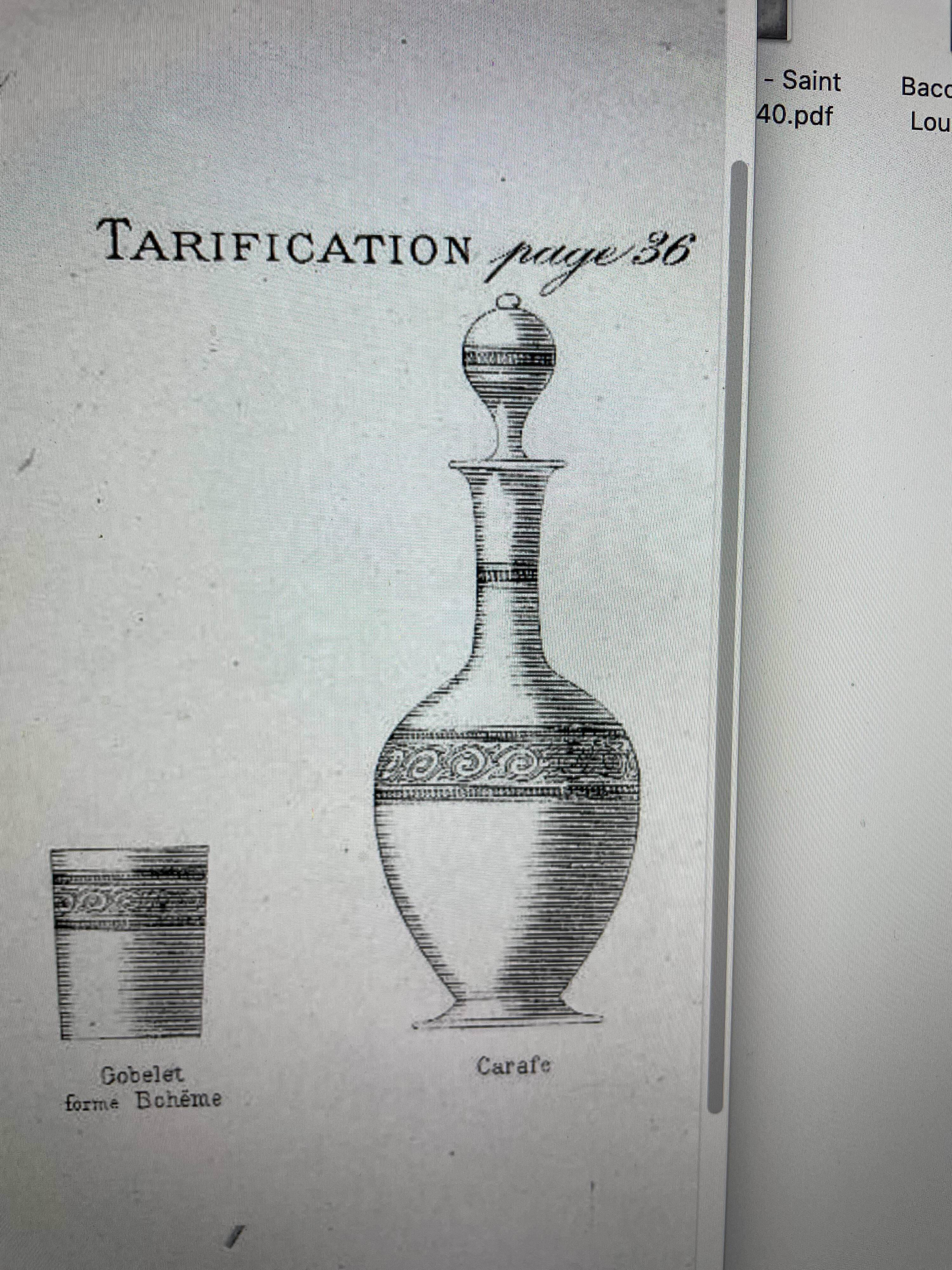 Baccarat carafe with Athenian engraving