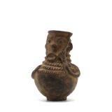 Mangbetu pottery container with hermaphrodite ancestor
