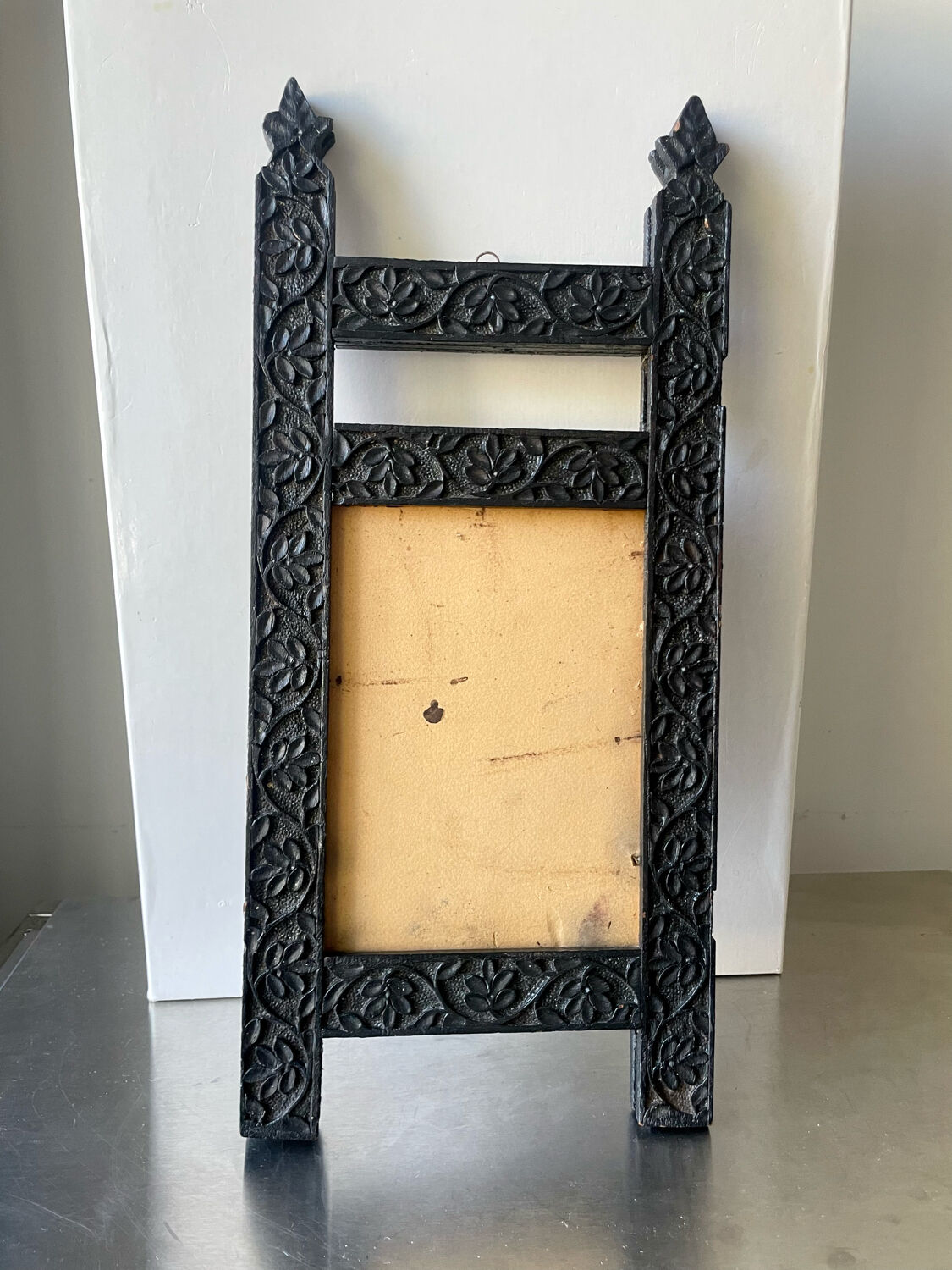 Antique Wooden Picture Frame with flower carvings 42 cm x 19 cm