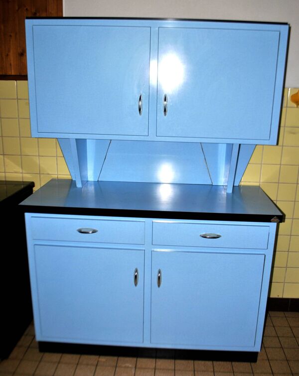 Buffet vintage en Formica bleu clair Atelier Keller Cuisine Rétro 1960
