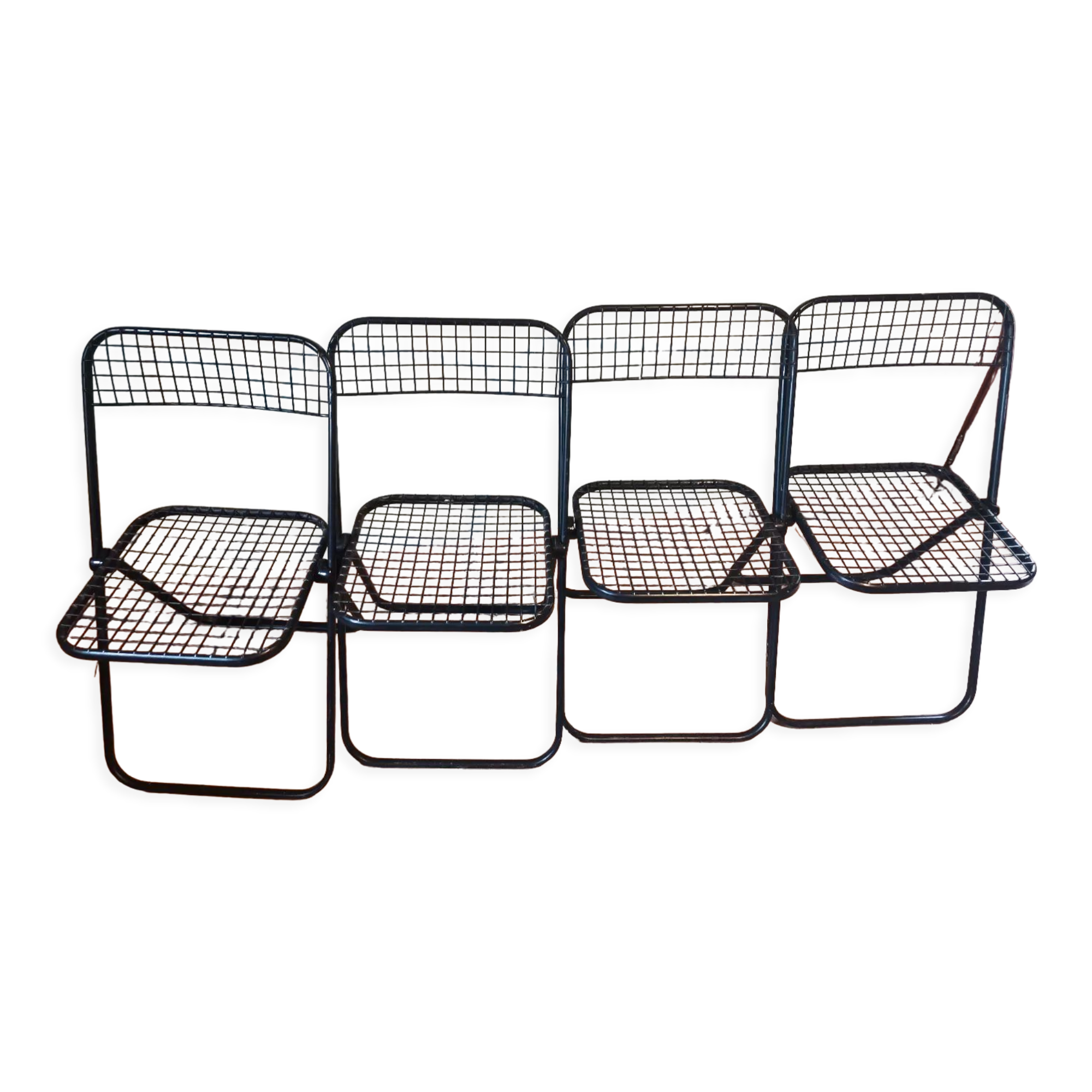 Set of 4 chairs garden foldable metal openwork Italian design Talin vintage black