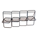 Set of 4 chairs garden foldable metal openwork Italian design Talin vintage black