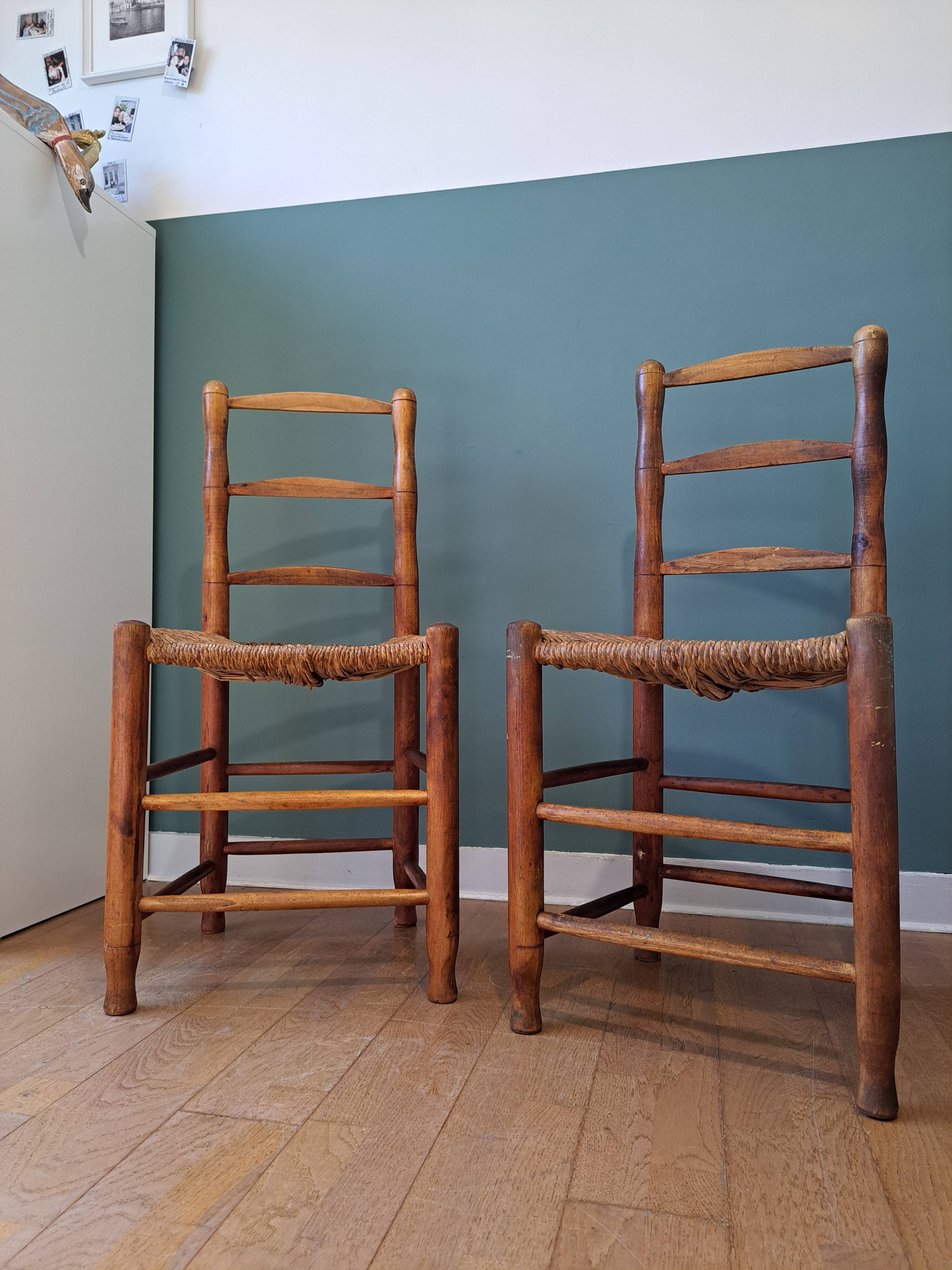Pair of straw chairs