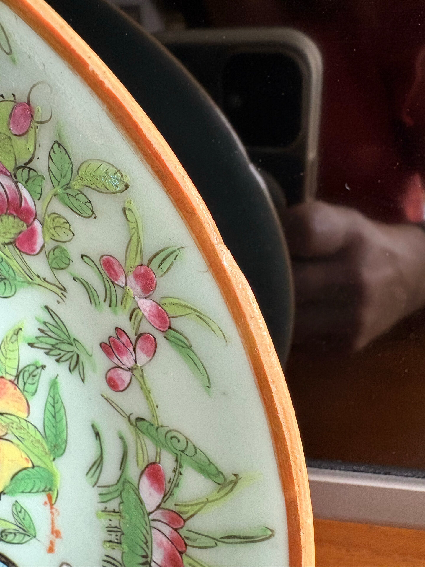 Antique celadon porcelain plate from Canton, China (1820-1850)