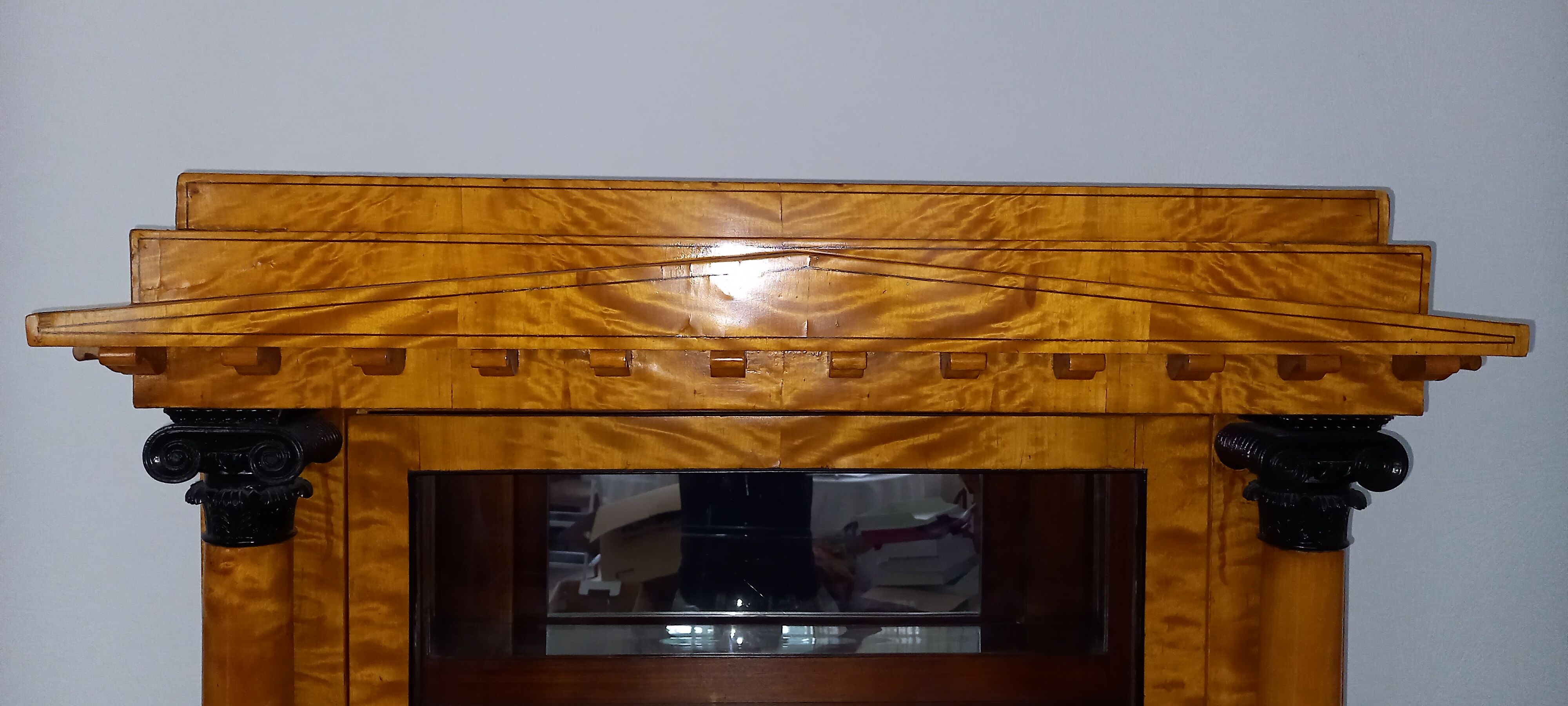 Antique German Biedermeier Birch Display Cabinet