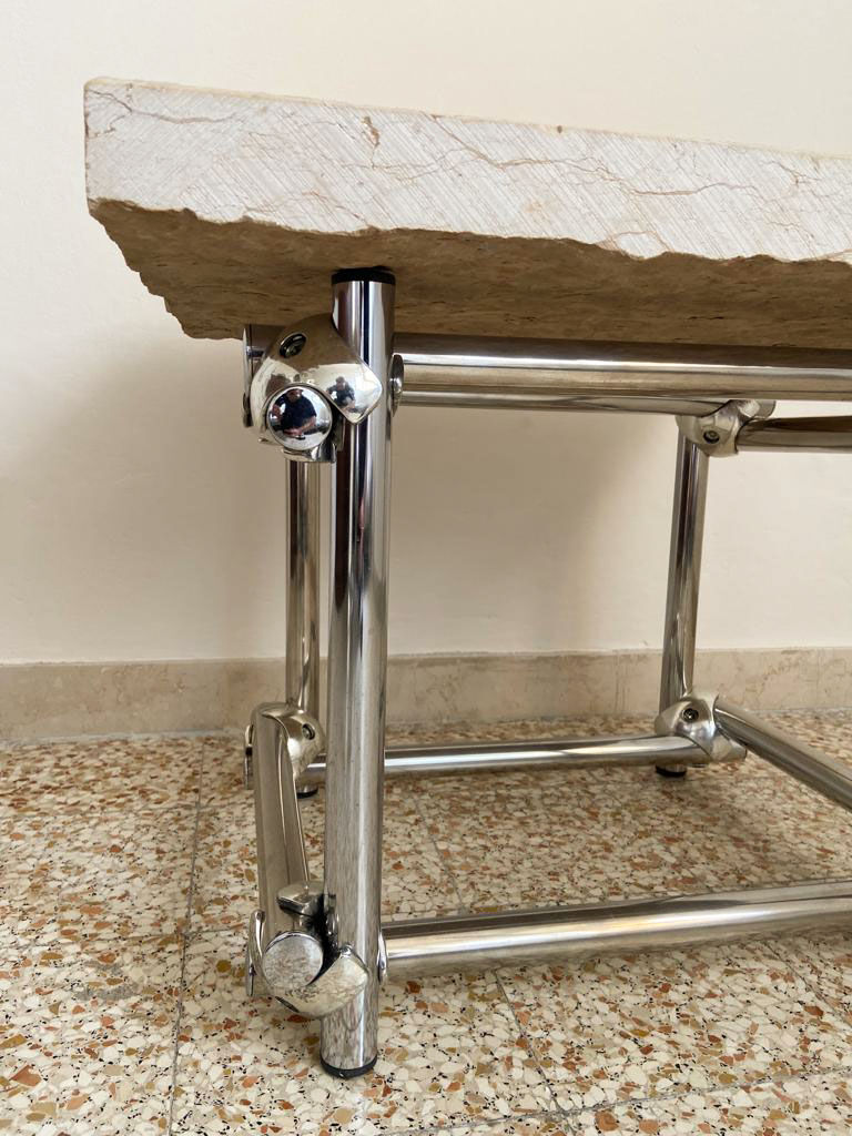 Coffee table in chromed rod