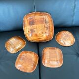 Salad bowl and wooden cups